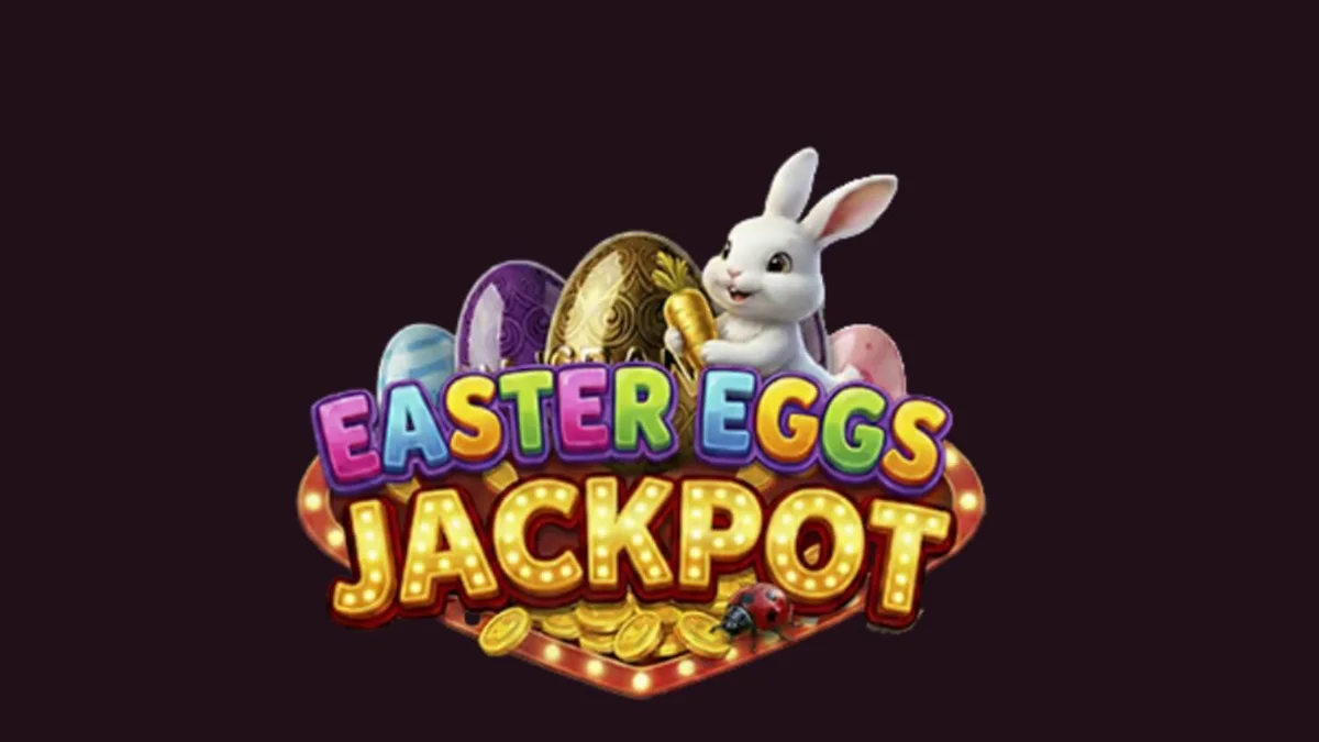 Tampilan antarmuka seluler slot Easter Eggs Jackpot dengan tema musim semi yang cerah